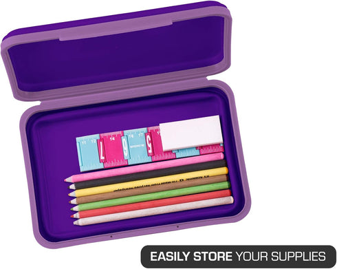 It's Academic Flexi Storage Box, Folding, Collapsible, Adjustable for Pencils, Supplies, Purple (23135)