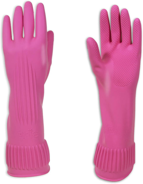 Kitchenware Mamison Quality Rubber Gloves Pink Size M, Waterproof Rubber Gloves 1 Pair, Korean Home and Improvement