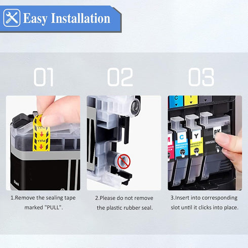 LC401XL Ink Cartridges Compatible with Brother, High Yield 4-Pack (Black, Cyan, Magenta, Yellow) for MFC-J1010dw