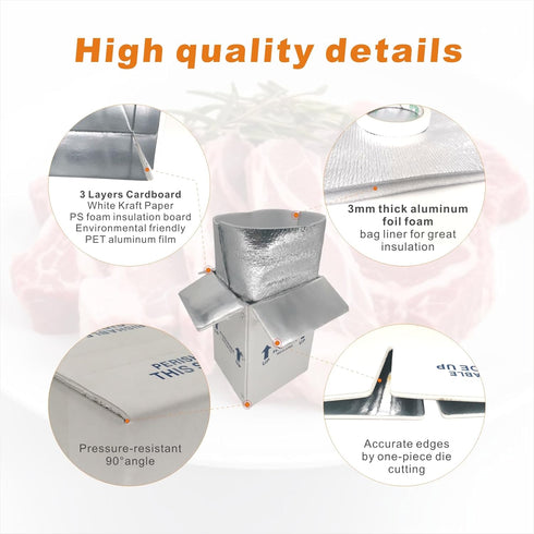 8 Pack 7'' 6'' 10'' Frozen (TB7610L-8) Insulated Shipping Boxes with Liners, x x Small Cold Shipping Boxes
