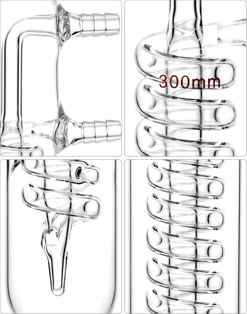 QWORK Glass Reflux Condenser 24/40, Large Cooling Capacity, Borosilicate Glass, 175mm Coil Length