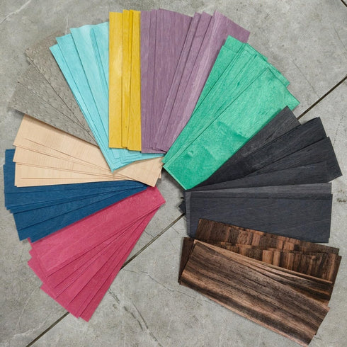 100PCS Pack,1.5''5.5'',0.4mmThickness,Exotic Mixed Wood Veneer Sheets Variety Wooden Chip