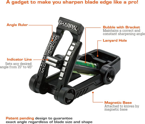 SHARPAL 194H Whetstone Knife Blade Sharpener Sharpening Stone Angle Guide, Chisel/Plane Iron Blade Honing Guide, Knife Edge Angle Finder, Knife Sharpening Trainer (Angle from 15 to 45 ) by SHARPAL