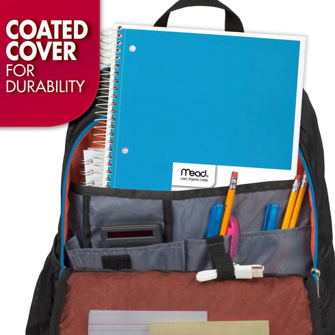 Mead Spiral Notebook, 5 Subject, Wide Ruled, 180 Sheets, 10-1/2" x 8", Color Selected For You, 1 Count