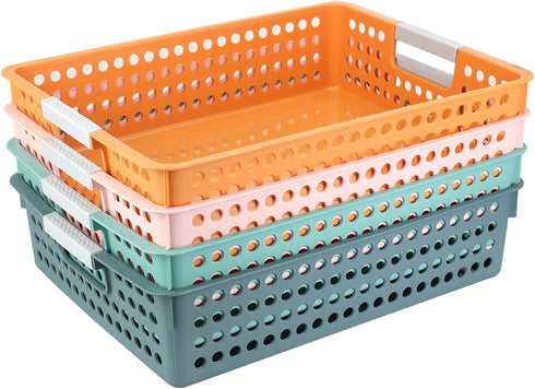 Turn in Trays Classroom, 4Pcs Paper Trays for Classroom, Book Baskets for Library, Office, Home
