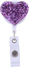 Soleebee 28'' Retractable Badge Reel - Glitter Love Heart Nurse ID/Name Badge Holder with Belt Clip (Purple)