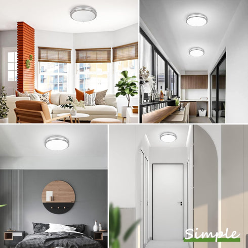 10 inch Dimmable 1-Pack 36W 3600 2700K-6500K GoBright LED Ceiling Light Fixture, Super Bright Lumens Brushed Nickel