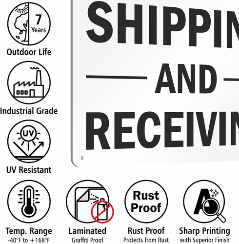 SmartSign-S-5803-AL-14 "Shipping And Receiving" Sign | 10" x 14" Aluminum Black on White