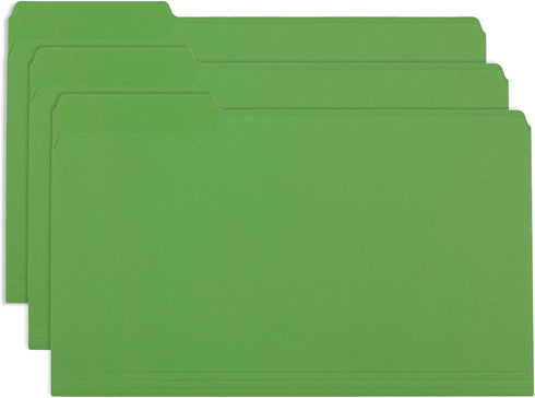 Blue Summit Supplies Green Legal File Folders, 1/3 Cut Tab, Legal Size, 100 Per Box for Easy File Storage