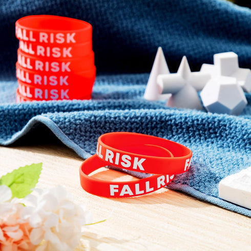 12 Sumind Pcs Fall Risk Bracelet Emergency Alert Wristband for Elderly Patient Wristbands Fall Risk Silicone Rubber