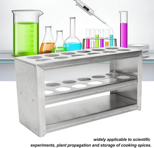 Test Tube Rack, 12 Holes Metal Holder for Test Tubes, Solid 304 Stainless Steel, 3 Tiers, 6.3 x 3.3 x 2.4in