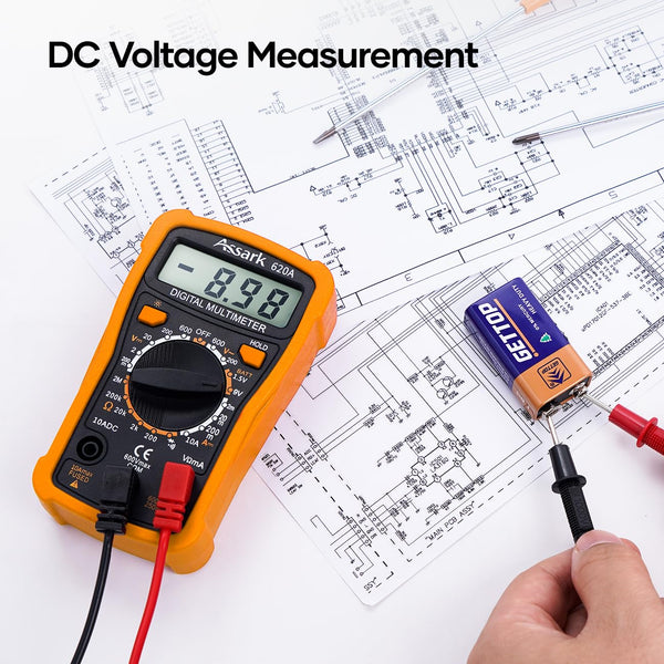 Digital Multimeter Voltage Tester, Assark 2000 Counts, Measures AC DC Voltage, DC Current, Volt Ohm Amp, Backlit LCD