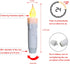 CVHOMEDECO. Set of 3 Flickering Taper Candles, LED Drip Flameless Candles, Battery Operated with Timer, White, 4-3/4