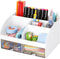 Office Desk Organizer with Drawers, Desktop Accessories Stationary Caddy for Pens, Business Cards & Sticky Notes (White)