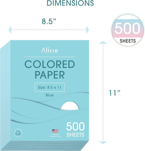 500-Sheets 8.5 11 1 Alitte Colored Paper - Blue Paper, x Colored Printer Paper, Arts & Crafts, DIY Projects - School