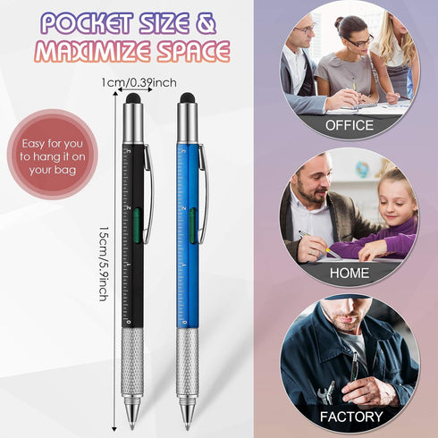 Tool Pen 6-in-1 Multitool, 30 Pieces, with Ruler, Level Gauge, Ballpoint Pen, and Screwdrivers