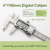 All-Metal Digital Caliper 0-4"Measuring Tool, Micrometer Caliper with Auto-Off Feature, Interchangeable Between inches and millimeters for DIY/Household and 3D Printing