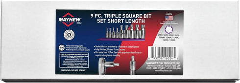 16024 Set, 9-Piece Mayhew Tools Triple Square Socket Bit Chrome Plated