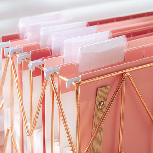 Y YOMA 6 Pack Extra Capacity Hanging File Folders with Handle, Cute Pink Accordion Decorative Folder with 1/5-Cut