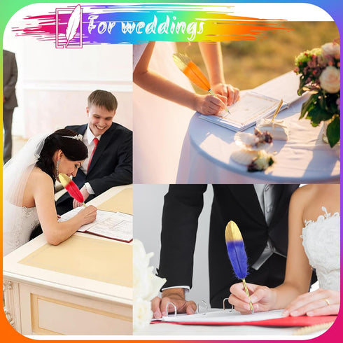 ZAUGONTW 12Pcs Vintage Feather Ballpoint Pen, Signing Pen for Guest Signature, School Office Wedding Supplies