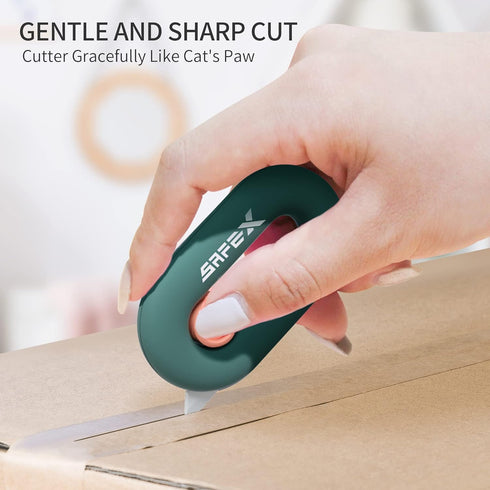 Box Cutter Retractable, Box Opener, Ceramic Box Cutter, Built-In Magnetic, Mini Box Cutter, Safety Box Cutter, Cute Box Cutter, Small Box Cutter For Women, Package Opener, Box Opener Tool (Green) by DOOOYU