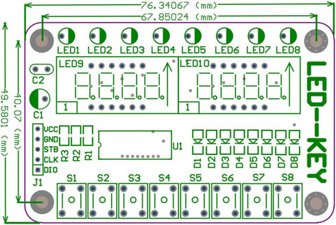 HiLetgo TM1638 8 Bits Digital LED Tube Display Module with 8 LEDs and 8 Button Keys