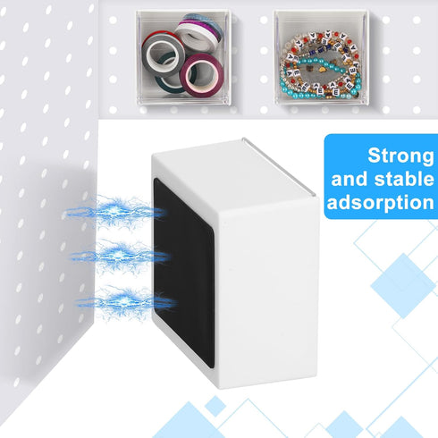 Soaoo 4 Pcs Pegboard Bins, Square Plastic Bins with Lids, Wall Mount White Magnetic Containers for Organizing