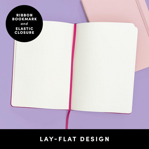 PAPERAGE Dotted Journal Notebook, White, 160 Pages, Medium 5.6 in x 8 in, Hardcover