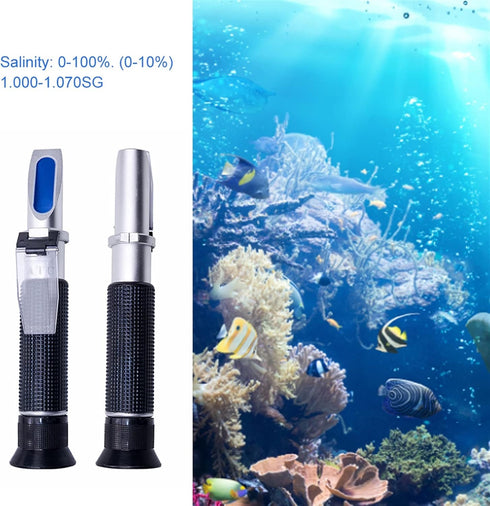 VGVGV 0-100% 1.000-1.070 Brix Refractometer, Handheld Salinity Refractometer ATC Seawater Salt Concentration