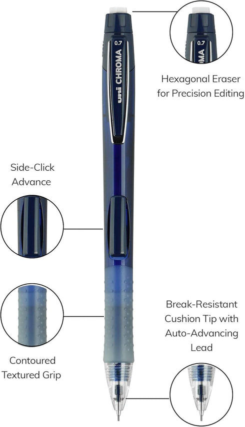 uni-ball CHROMA Mechanical Pencil Starter Kit, 0.7mm, HB #2, Assorted Barrels, 2 Count