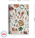 Boho Farmer's Market Notebook, 5.5" x 8.5" Spiral Watercolor Cookbook, 120 Recipe Pages, Durable Twin Loop Cover