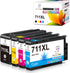Miss Deer 4 Pack 711XL Ink Cartridges High Yield Compatible Replacement for HP Designjet Printers