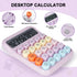 Mechanical Switch Calculator with Big Buttons, 12 Digits, Large LCD Display, Cute Pink Calculator for Office