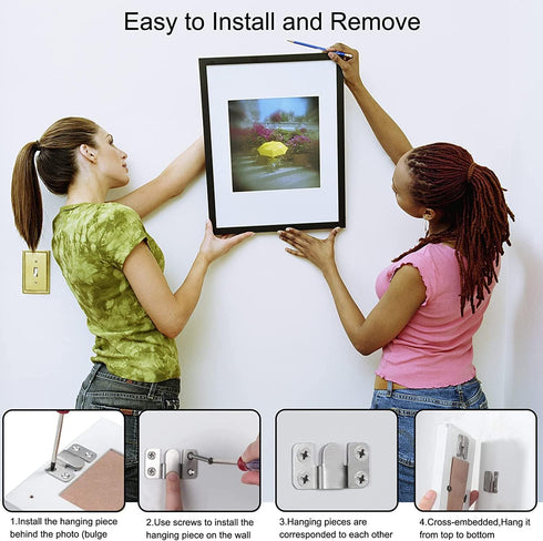Flush Mount Bracket, 56 x 30mm Interlocking Hanging Brackets for Picture Hanging and Sectional Couch Connectors (4