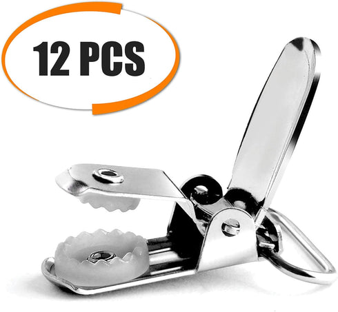 Buyless Fashion 1” Heavy Duty Metal Clips - For Suspenders, Pacifiers, Bib Clips, Toy Holder, or Mitten Clips, 12 Clips