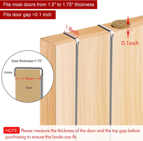 Over The Door Hook, 11.8 inch Heavy Duty Door Hanger for Home, Kitchen, Office