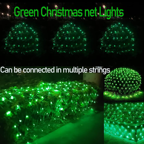 5ftx5ft 100LED HISHINY Christmas Net Lights Outdoor, Green Wire, Connectable Bush Mesh Net Lights String