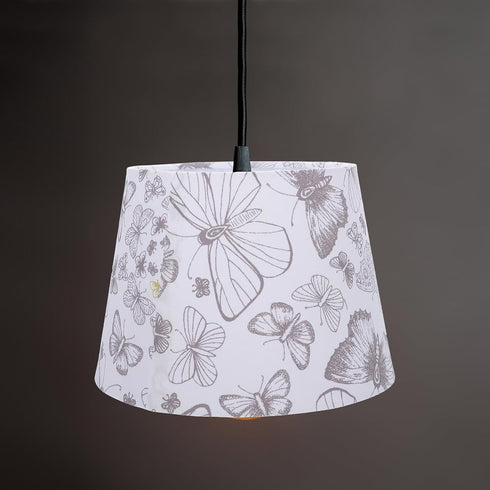 HAMPPLIES Fabric Round Lamp Shade for Table Wall and Floor Lamps Lightweight Soft Light Cover with Butterfly Print Easy
