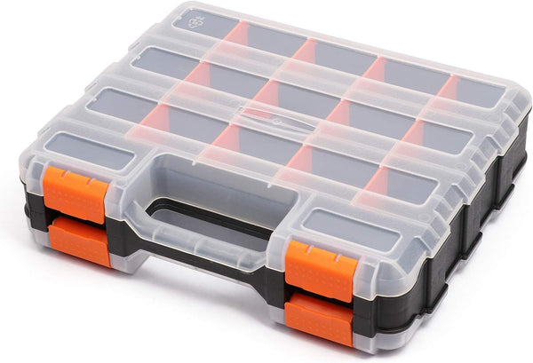 MIXPOWER 34-Compartments Double Sided Organizer with Removable Plastic Dividers, Black/Orange