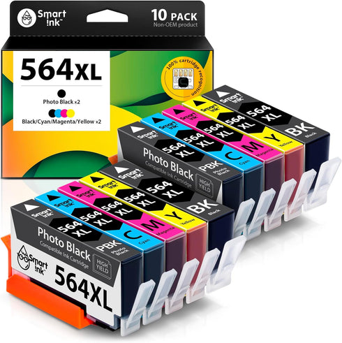 Smart Ink Compatible Ink Cartridge Replacement for HP 564 XL - High Yield 10 Combo Pack for Photosmart, DeskJet