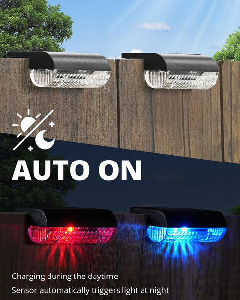 16 Pack Herzila Solar Deck Step Lights Outdoor,Color Changing Solar Fence Lights Led Auto Dusk-to-Dawn, Waterproof