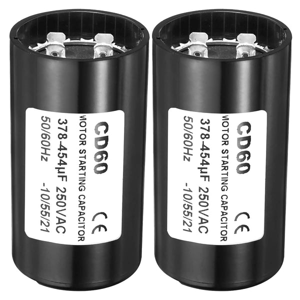PATIKIL Motor Start Capacitor, 2 Pack 378-454uF/Mfd 250VAC 50/60Hz CD60 for Electric Motor Starting