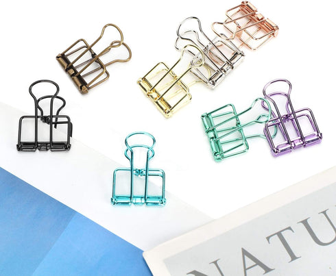 Tissting 16 Pcs Binder Clips, 8 Colors Hollow Design, Paper Clamps for Office, Home, School (S, 0.8 * 1.1in)