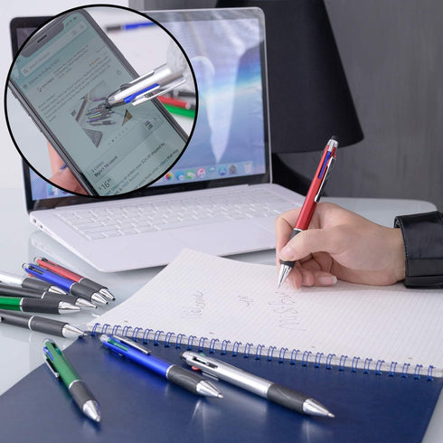 MiSiBao 5-Count Multi Colored Ballpoint Pen Set, 4-Color Medium Point (1.0mm) Touch Screen Stylus