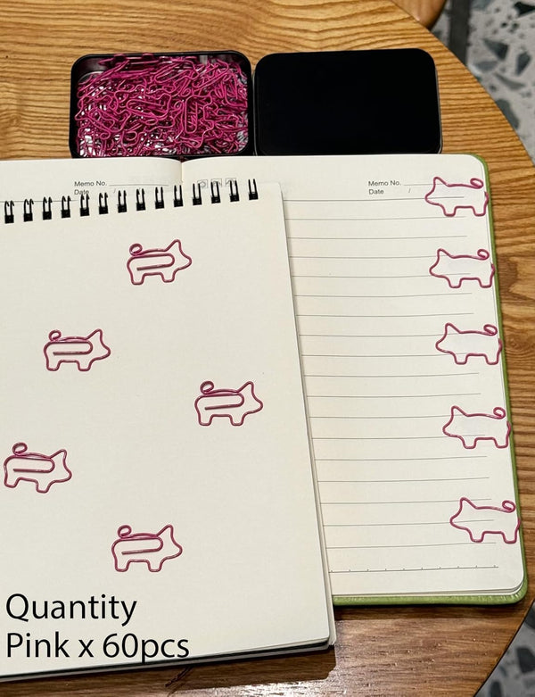 Cute Pig Shaped Paper Clips, 60 PCS, Assorted Colors, Fun Office Gifts for Students and Teachers