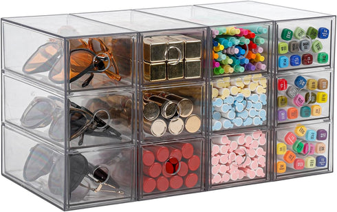 Plastic Storage Drawers, Home Office Supplies Organizer for Bathroom, Kitchen, Clear Desk Accessories Box for Art Crafts