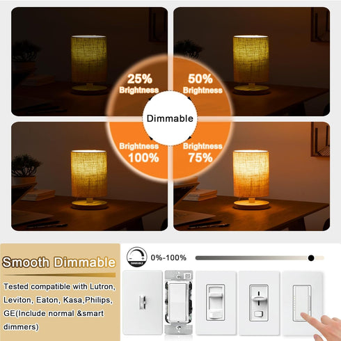 5 Inch E26 Bulb 80 2200K Bulb 6W Dimmable, 800LM T10 T9 Bulbs 120V 6Pack Led Equal Watt, Amber White Vintage Edison