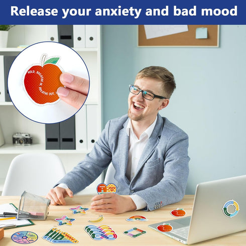 ZOiiWA 96 Pcs Breath Calm Anxiety Sensory Stickers, Reusable Mindfulness Sticker Fidget for School Office Classroom