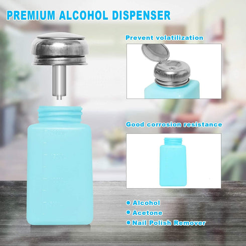 2 Pack 200ml Push Down Alcohol Dispenser Pump Bottle, Methanol Container