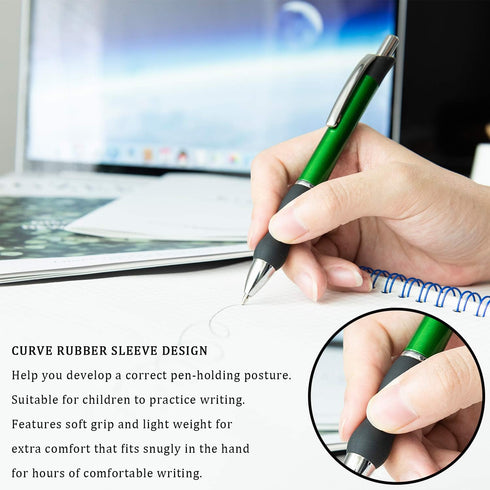 MiSiBao Retractable Ballpoint Pens, Black Ink 1mm Medium Point Work Pen for Men Women Office (12 count+4 refills)